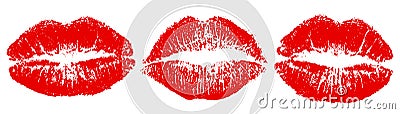 Set imprint kiss lips Vector Illustration